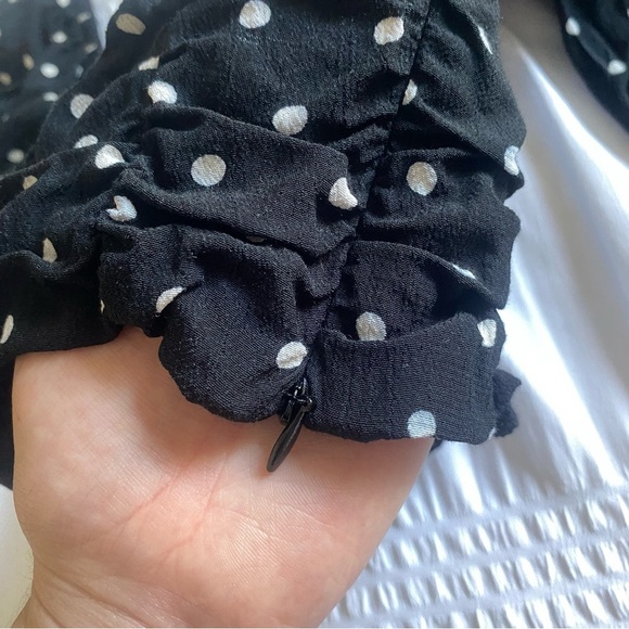 ZARA balloon sleeve black and white polka dot corset crop top size Small - Picture 6 of 14